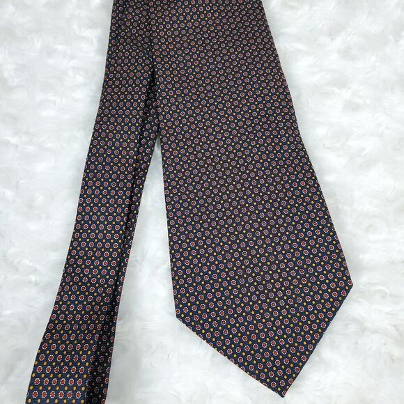 Polo Ralph Lauren Silk Dot Print Tie Navy Blue Red Yellow - Picture 5 of 7